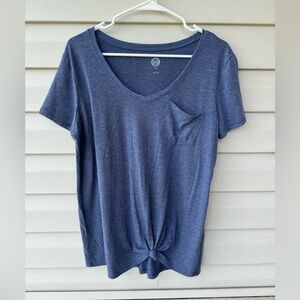 SO Blue Short Sleeve Tie Front T-Shirt